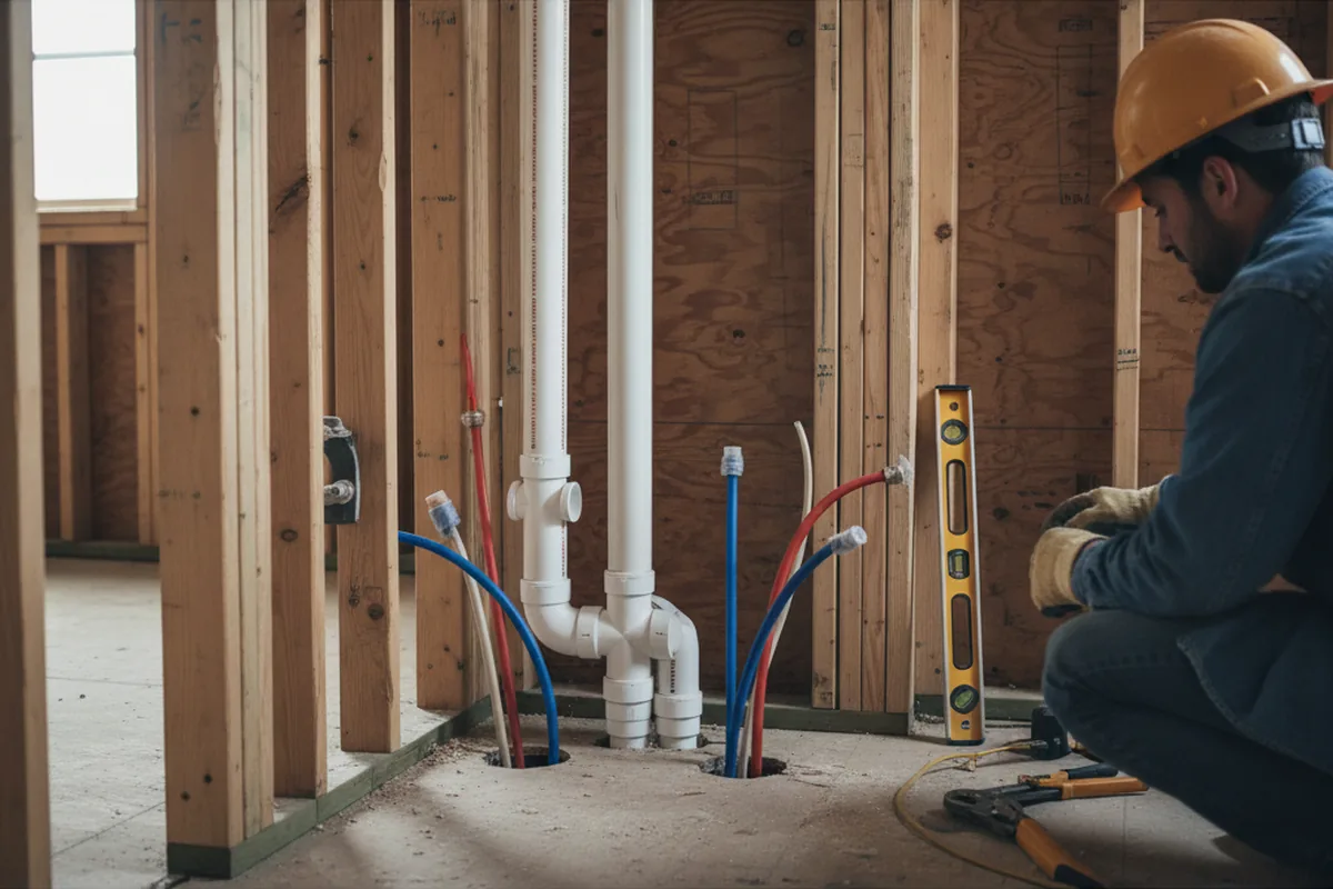 Drain and supply rough-in during Leak Detection in South Easton